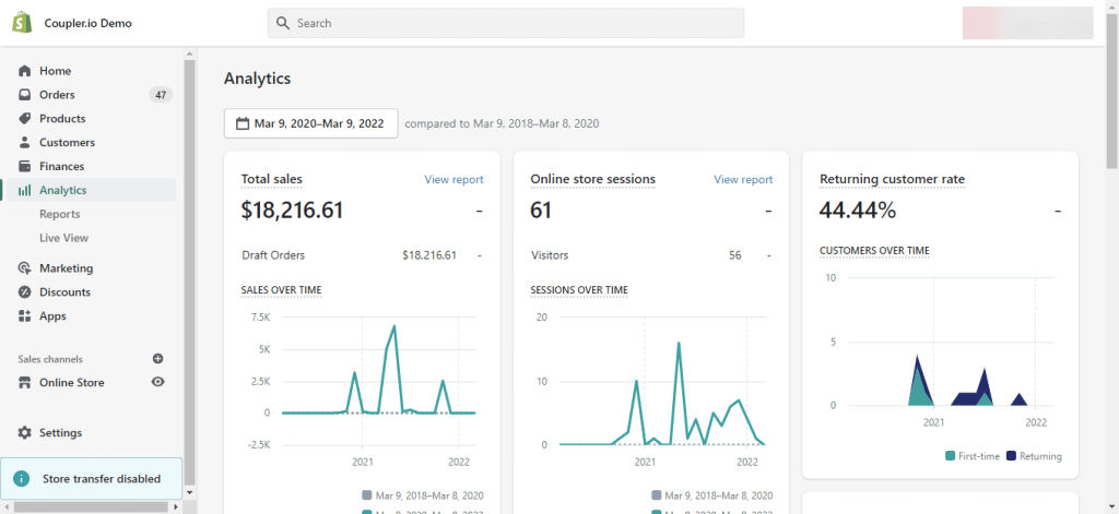 Shopify Dashboard