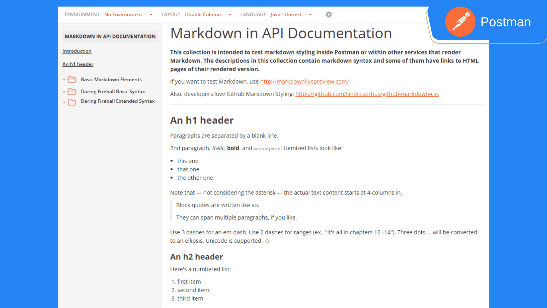 Use of Markdown in API documentation - Best Practices