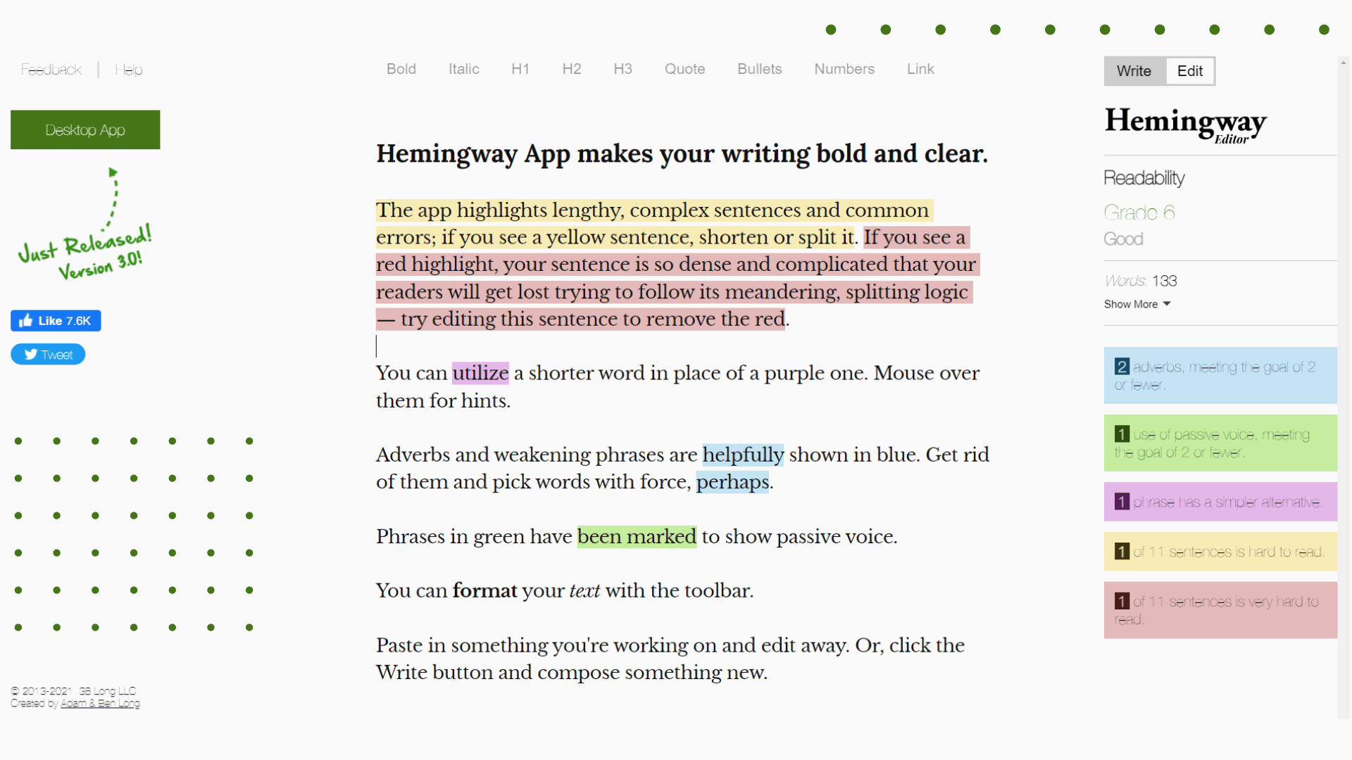 Hemingway Editor Features