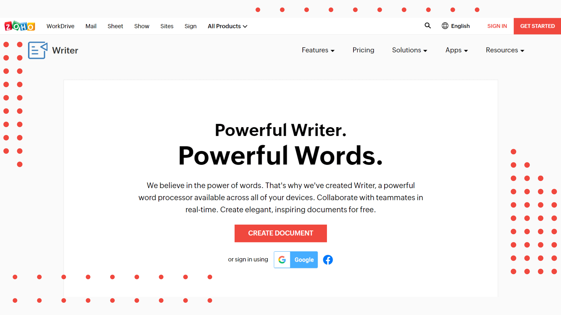 Zoho Writer Features